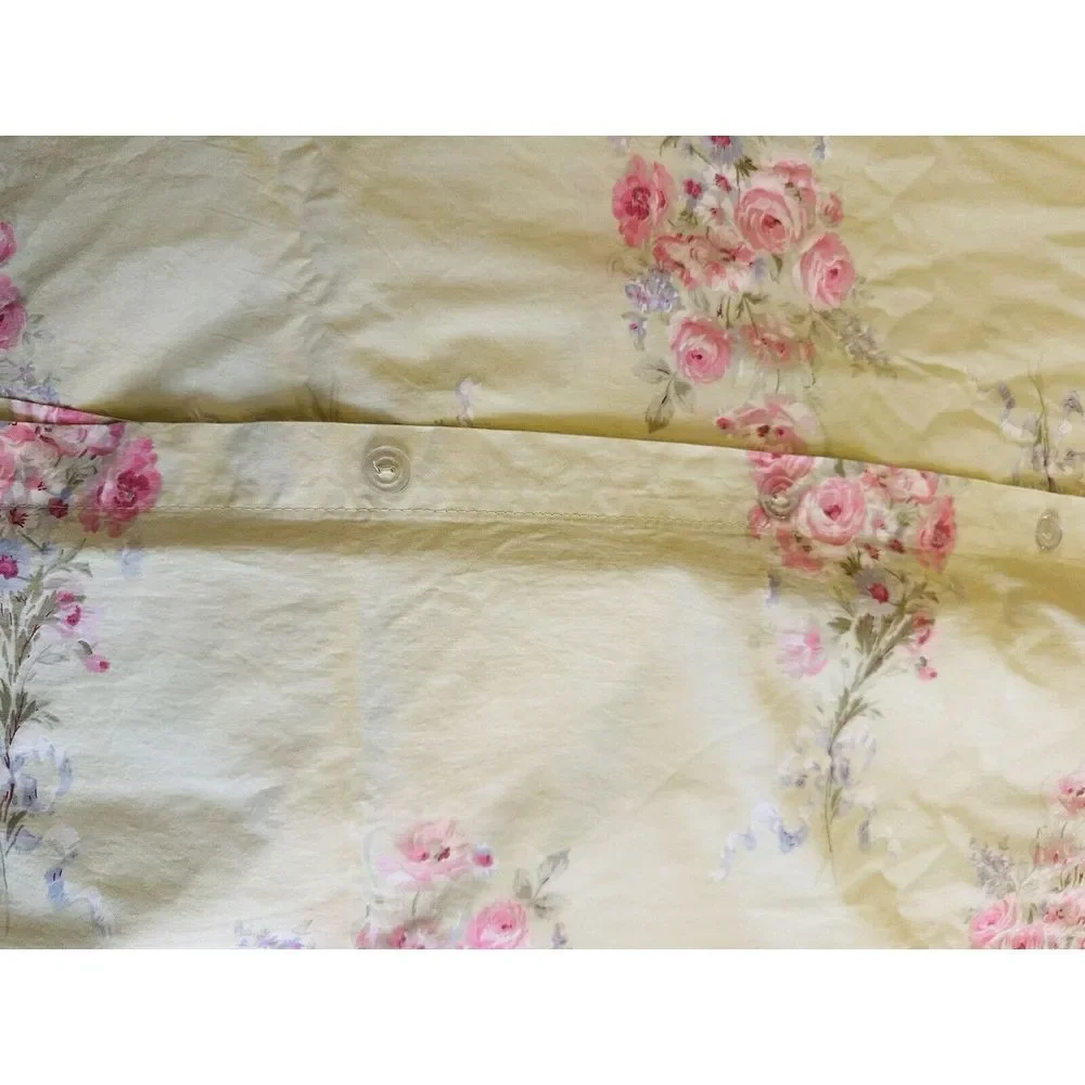 Simply Shabby Chic Blush Beauty Green Bouquet Rose Ruffle Duvet Set Full/Queen‎